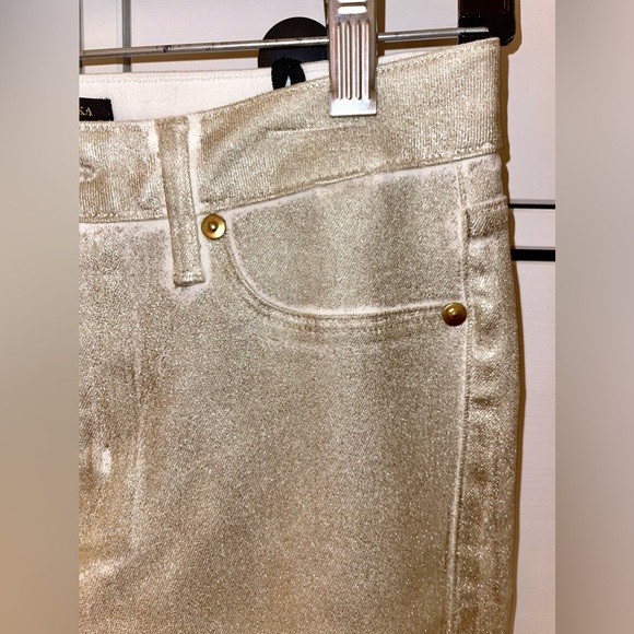 NWT Badgley Mischka X Parker Smith - Gold Mid-Rise Skinny LIMITED EDITION - Picture 13 of 14